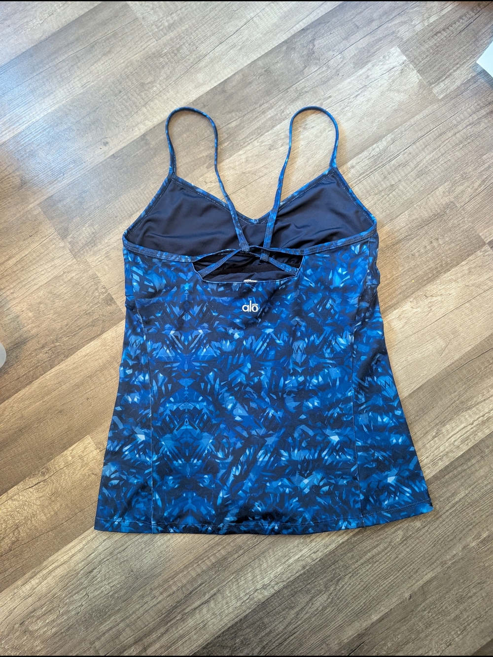 ALO Yoga Women's Blue Patterned Strappy Tank Top